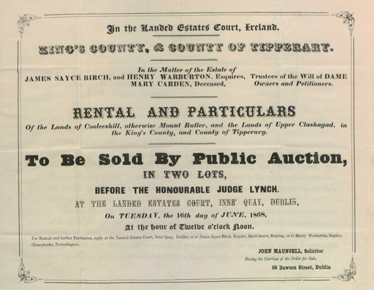 Lady Carden Estate Sale 1868